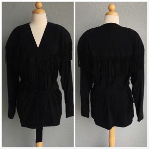 Vintage Western Suede Jacket with Fringes Size L